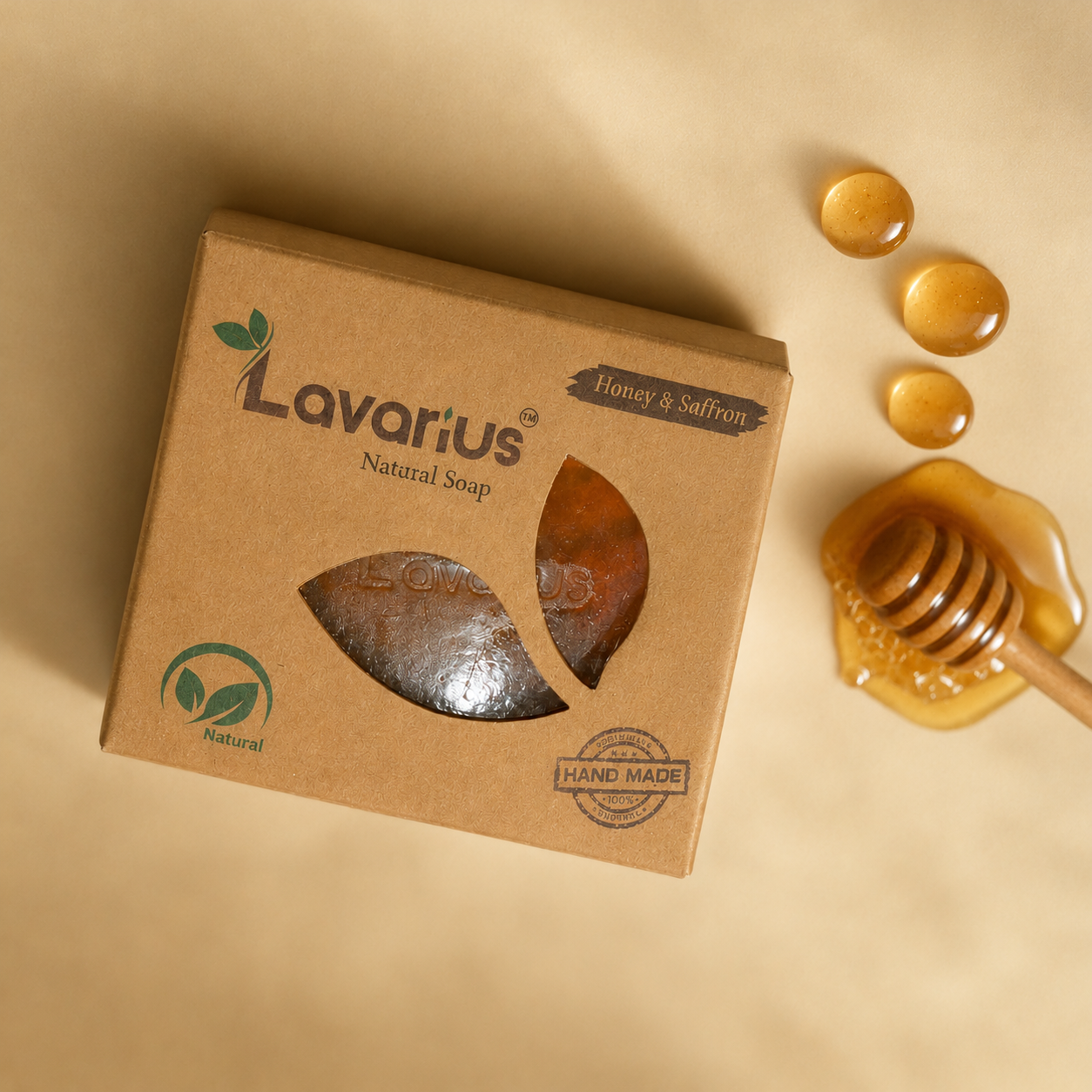 Lavarius by BEEtoms Honey & Saffron Glow Bar | Handcrafted Pure Glycerin Soap