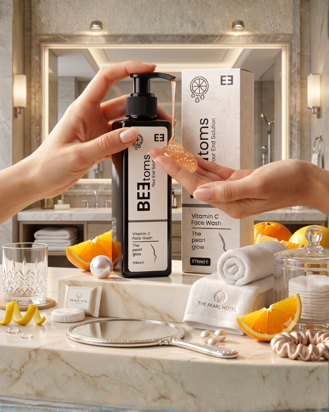 BEEtoms Vitamin C Pearl Glow Face Wash (170ml) | Antioxidant Radiance Cleanser