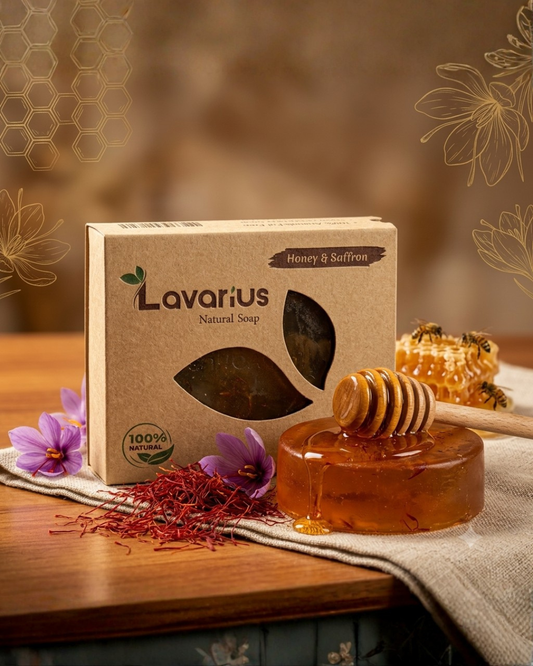 Lavarius by BEEtoms Honey & Saffron Glow Bar | Handcrafted Pure Glycerin Soap