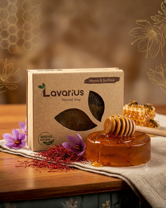 Lavarius by BEEtoms Honey & Saffron Glow Bar | Handcrafted Pure Glycerin Soap