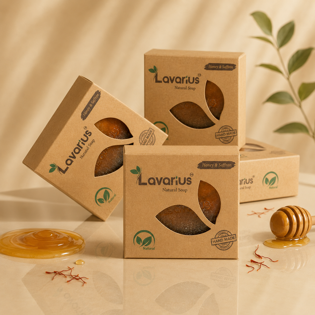 Lavarius by BEEtoms Honey & Saffron Glow Bar | Handcrafted Pure Glycerin Soap