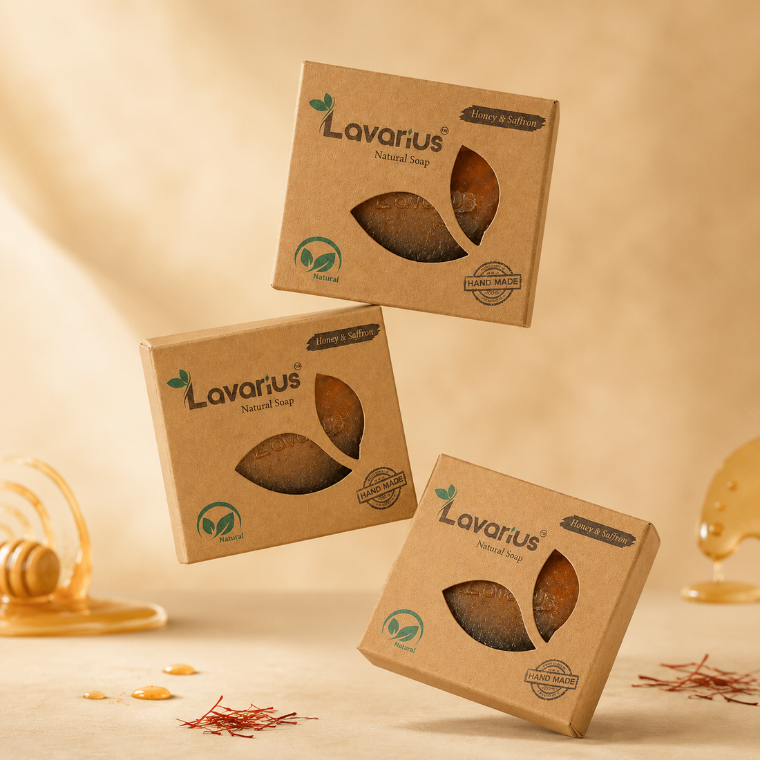 Lavarius by BEEtoms Honey & Saffron Glow Bar | Handcrafted Pure Glycerin Soap