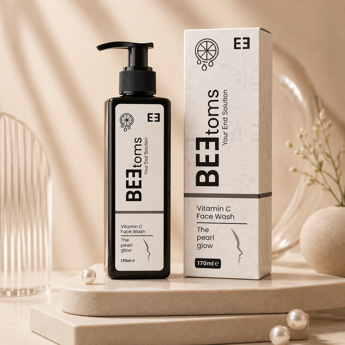 BEEtoms Vitamin C Pearl Glow Face Wash (170ml) | Antioxidant Radiance Cleanser