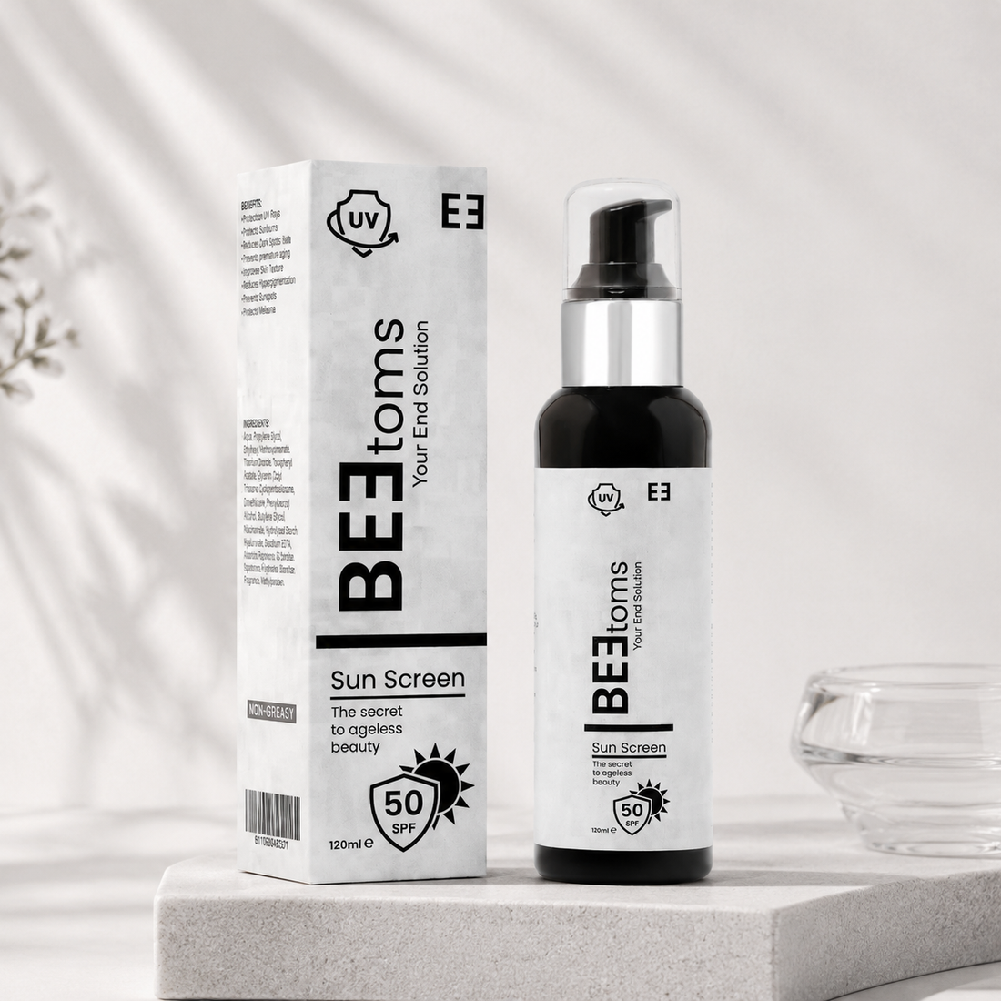 BEEtoms Ultra-Defense Mineral Sun Screen SPF 50 (120ml) | Broad Spectrum UV Protection