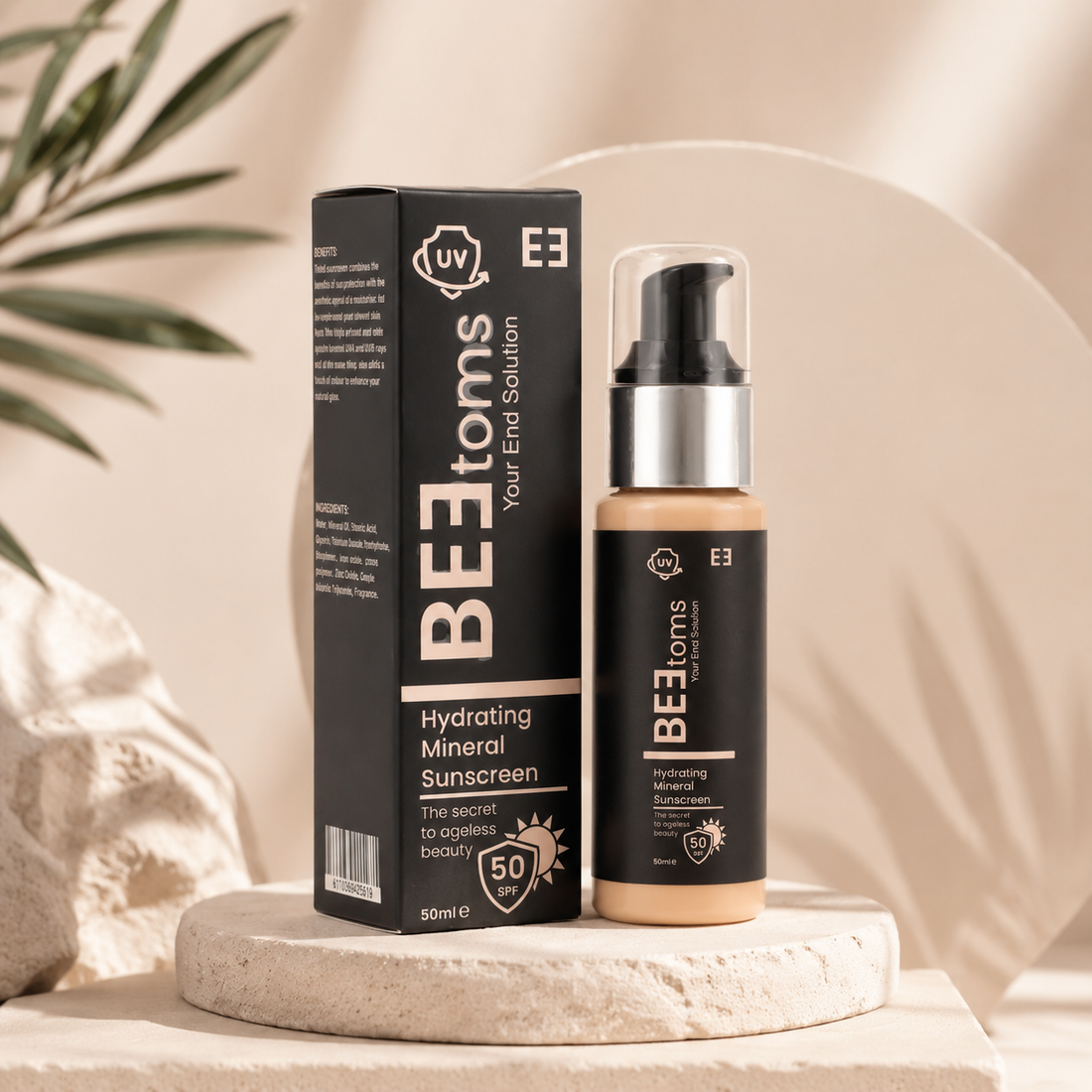 BEEtoms Hydrating Tinted Mineral Sunscreen SPF 50 (50ml) | Invisible Daily UV Shield