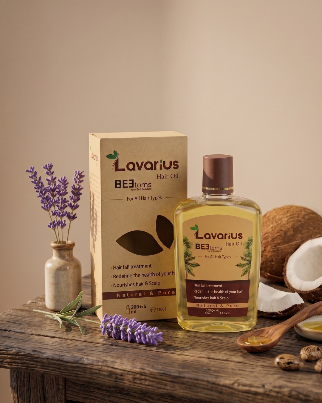 Lavarius by BEEtoms Premium Hair & Scalp Elixir | 70% Malaysian Coconut Oil Blend