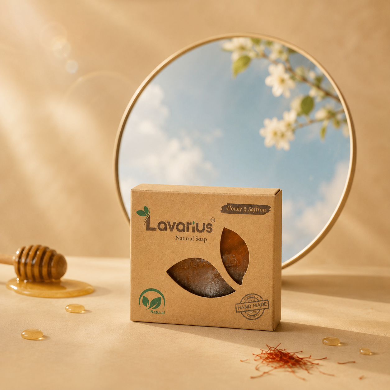 Lavarius by BEEtoms Honey & Saffron Glow Bar | Handcrafted Pure Glycerin Soap